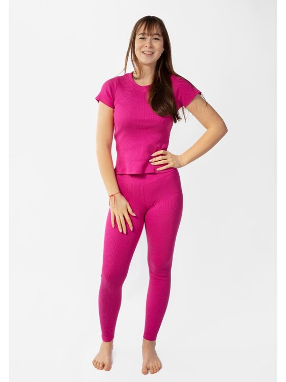 DKaren Sport DKaren Sport Komplet bluzka i spodnie Halima Różowy Slim Fit