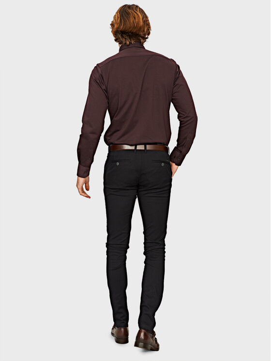 Evenemen Evenemen Koszula Stickat Brązowy Slim Fit