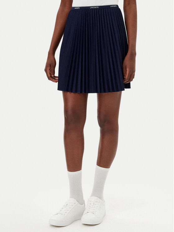 Lacoste Lacoste Plisovaná sukňa JF1403 Tmavomodrá Regular Fit