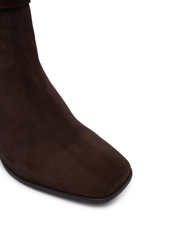 Tommy Hilfiger Tommy Hilfiger Polokozačky Th Strap Suede Block Heel Boot FW0FW09521 Tmavě hnědá