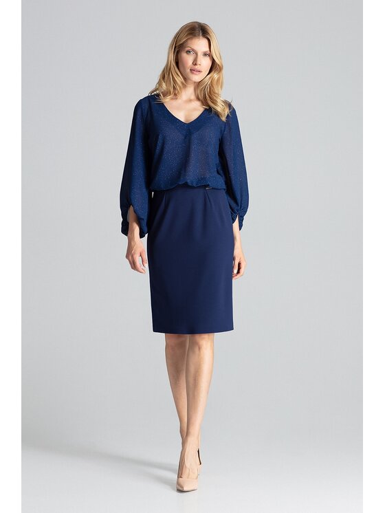 FIGL FIGL Spódnica M688 Granatowy Regular Fit