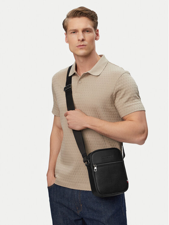 Tommy Hilfiger Tommy Hilfiger Мъжка чантичка Th Woven Mini Reporter AM0AM14095 Черен