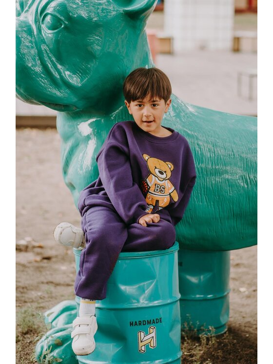 Bejbi Story Bejbi Story Bluza Bluza oversize Brandon Teddy bez kaptura Fioletowy Oversize