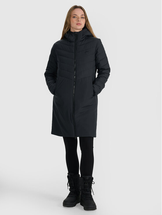 4F 4F Płaszcz zimowy MIDSHOP TEXTILE Czarny Regular Fit