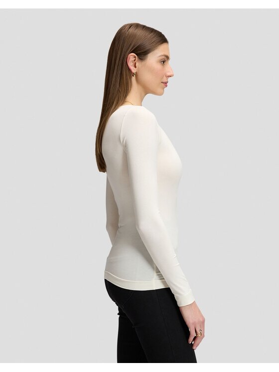 Lee Lee T-Shirt LS BOAT NECK TEE Biały Slim Fit