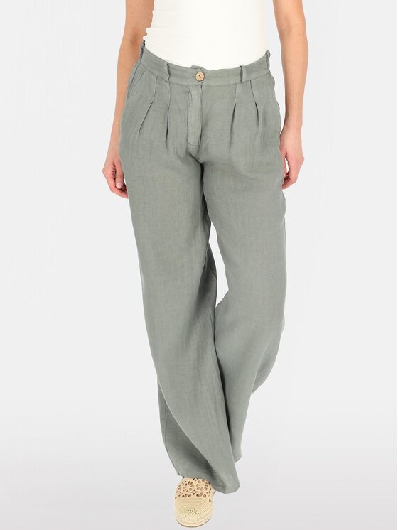Perso Perso Spodnie damskie PTE255039F Khaki Regular Fit