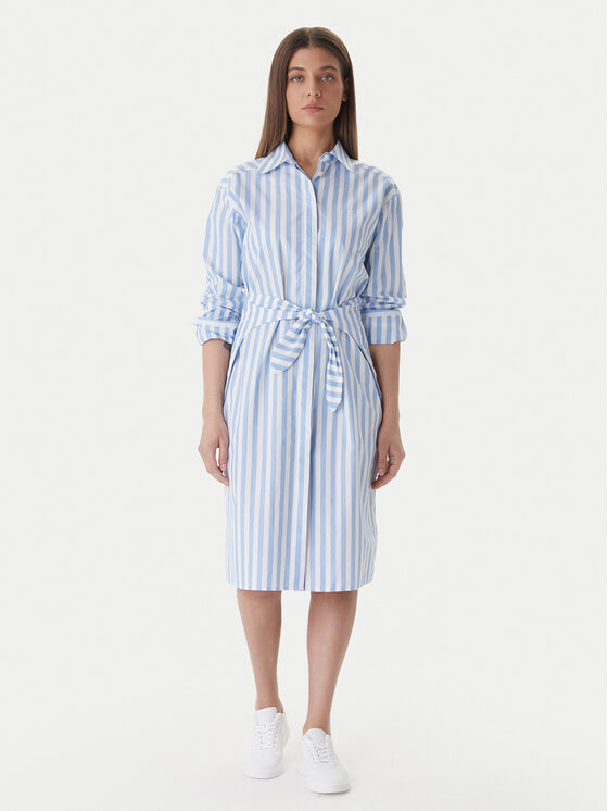 Calvin Klein Calvin Klein Рокля тип риза Yarndye LV044F032G Син Regular Fit