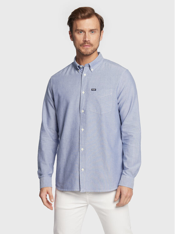 Wrangler Wrangler Camicia W5B1BMX7K 112320866 Celeste Regular Fit