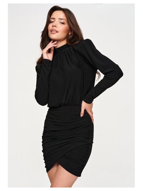 Makadamia Makadamia Sukienka codzienna M962 Czarny Fitted Fit