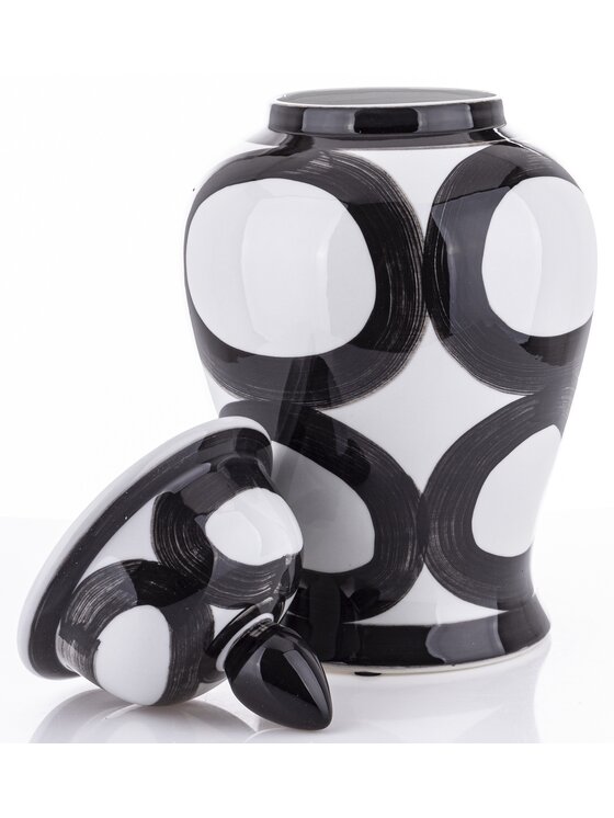 MIAhome MIAhome Pojemnik Ceramiczny Amfora Ceramiczna Black White 47 cm Czarny