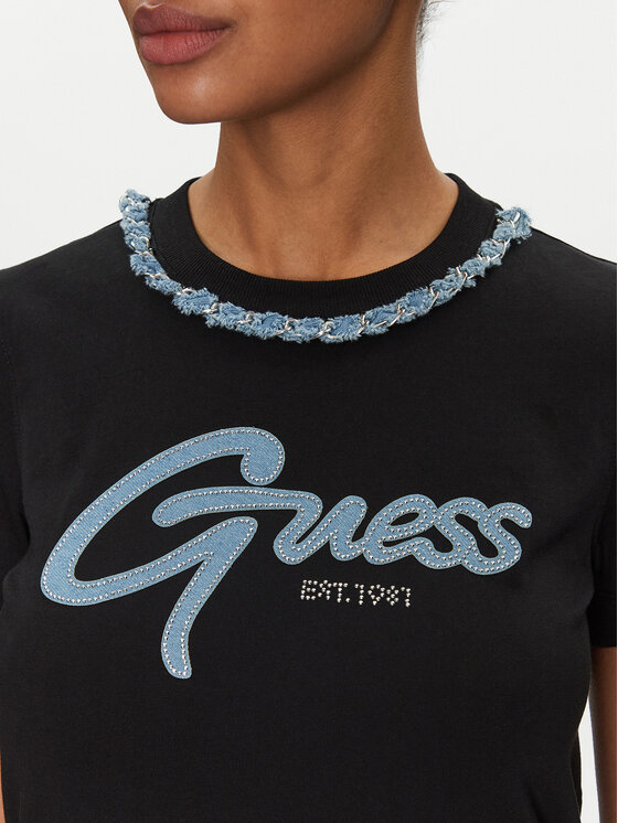 Guess Guess Tricou W5GI03 I3Z14 Negru Regular Fit