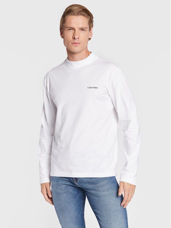 Calvin Klein Calvin Klein Hosszú ujjú Micro Logo K10K110179 Fehér Regular Fit