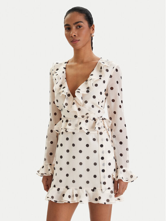 Bardot Bardot Φόρεμα κοκτέιλ Frill Detail 60115DB2 Εκρού Regular Fit