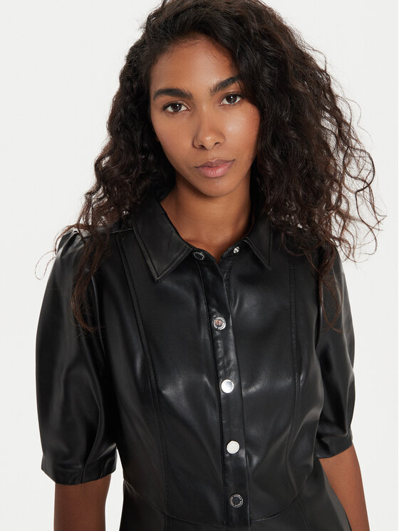 Morgan Morgan Rochie din imitație de piele 242-RLONGO Negru Slim Fit