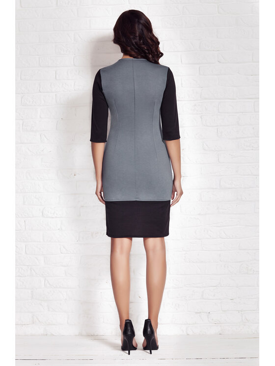 Awama Awama Úpletové šaty A078 Modrá Basic Fit
