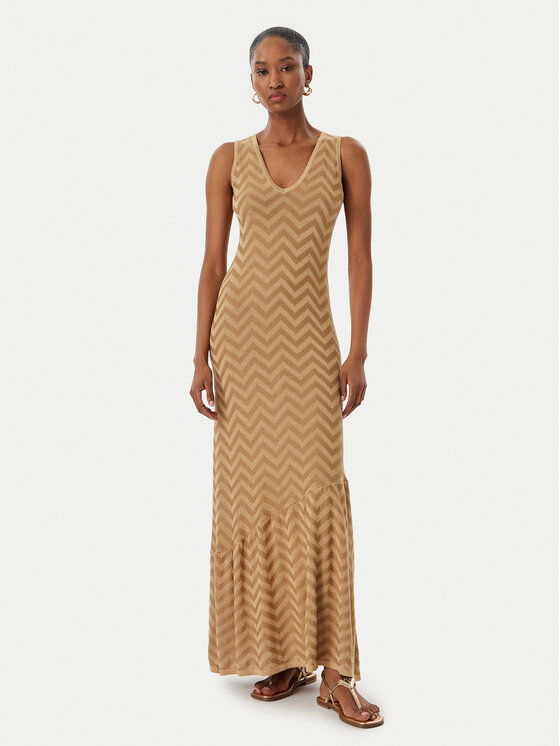 LOLA CASADEMUNT LOLA CASADEMUNT Плетена рокля MS2616040 Бежов Slim Fit