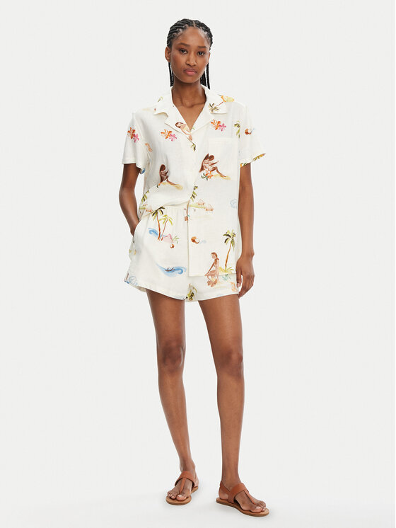 Seafolly Seafolly Koszula Isla Palm 55398-TO Écru Regular Fit