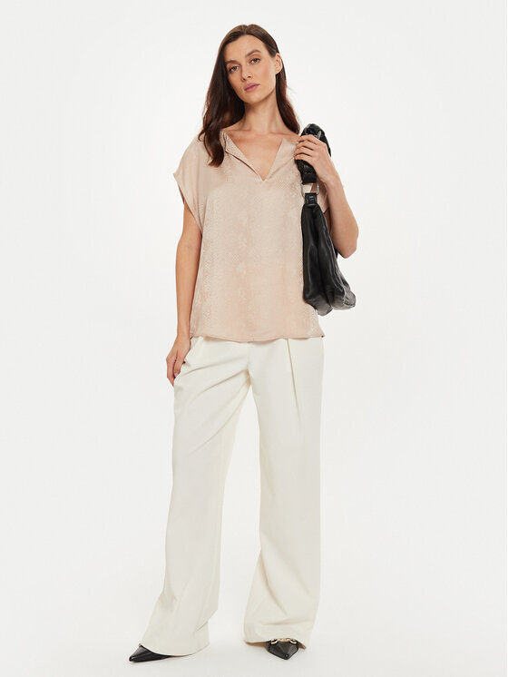 Sisley Sisley Majica 57U5LQ07Q Bež Regular Fit