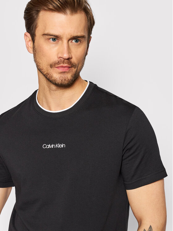 T-shirt Center Logo K10K107845 Nero Regular Fit