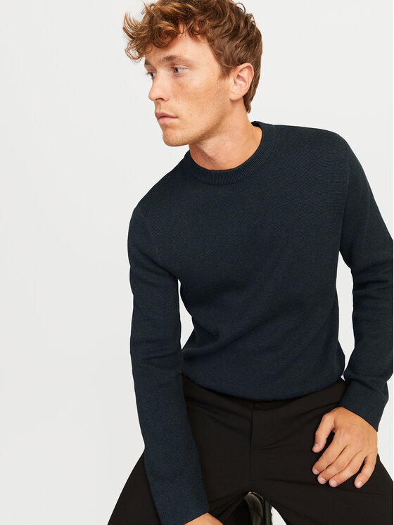 Jack&Jones Jack&Jones Sweter Milano 12259666 Granatowy Relaxed Fit