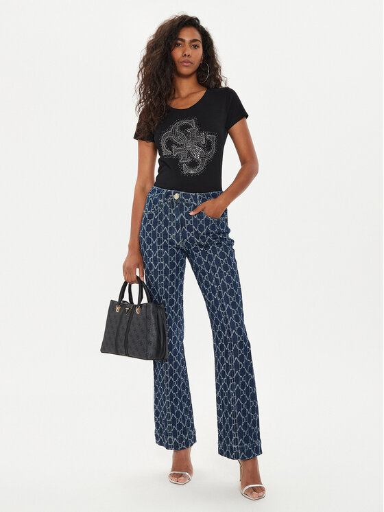 Guess Guess Marškinėliai W4YI37 J1314 Juoda Regular Fit