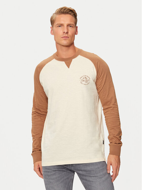 INDICODE INDICODE Pikkade varrukatega T-särk Canton 45-657 Pruun Regular Fit