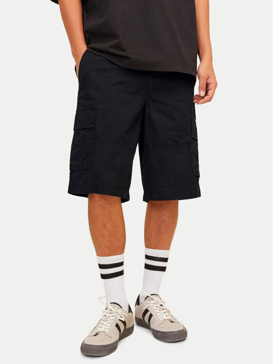 Jack & Jones Jack & Jones Pantalon scurți din material Jpstcole 12253222 Negru Loose Fit