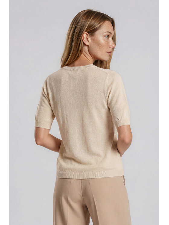 Fobya Fobya Bluzka F3036 Kremowy Basic Fit