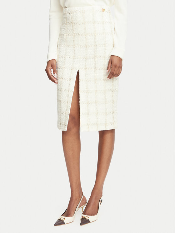 Elisabetta Franchi Elisabetta Franchi Пола тип молив GO-232-67E2-V440 Кремав Slim Fit