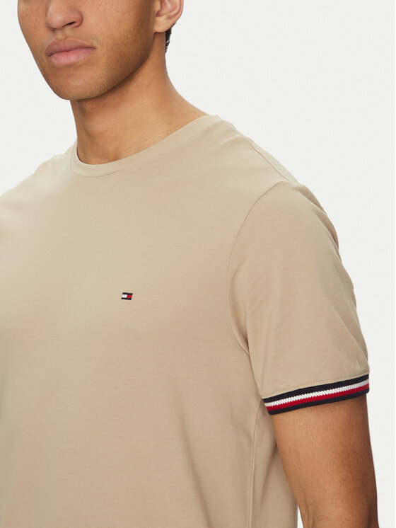 Tommy Hilfiger Tommy Hilfiger T-krekls Global Stripe MW0MW38630 Bēšs Regular Fit