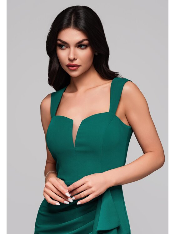 Ombre Ombre Sukienka wieczorowa LA-OM-DLR121 Zielony Regular Fit