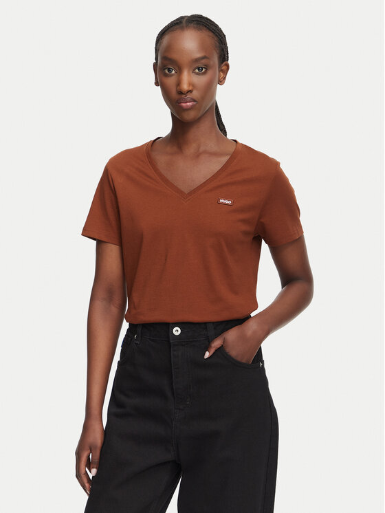HUGO HUGO Тишърт Classic 50513667 Кафяв Slim Fit
