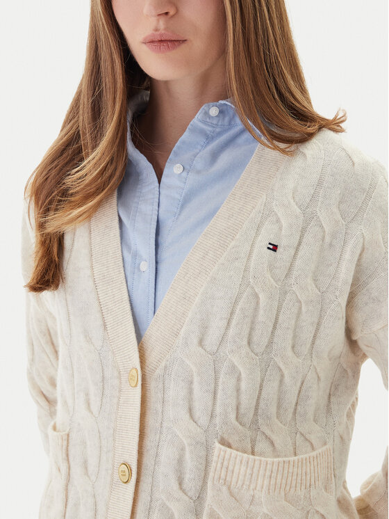 Tommy Hilfiger Tommy Hilfiger Kardigan WW0WW43089 Béžová Regular Fit