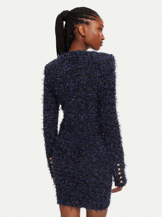 Balmain Balmain Pletena jopica DF0SK249KH74 Mornarsko modra Regular Fit
