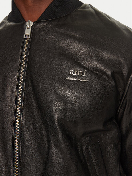 AMI PARIS AMI PARIS Μπουφάν δερμάτινο HJK131LH0044 Μαύρο Regular Fit