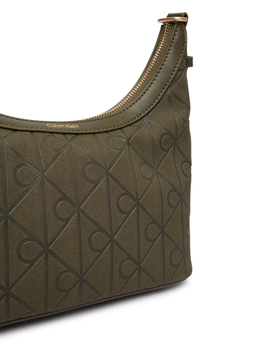 Calvin Klein Calvin Klein Handtasche Emblem Aop Sueded Shoulder Bag LV04F3880G Dunkelgrün