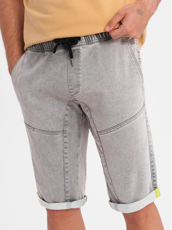 Ombre Ombre Džínové šortky OM-SRDS-0135 Šedá Regular Fit