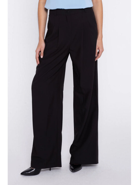 NIFE NIFE Kalhoty z materiálu SD138 Černá Modern Relaxed Fit
