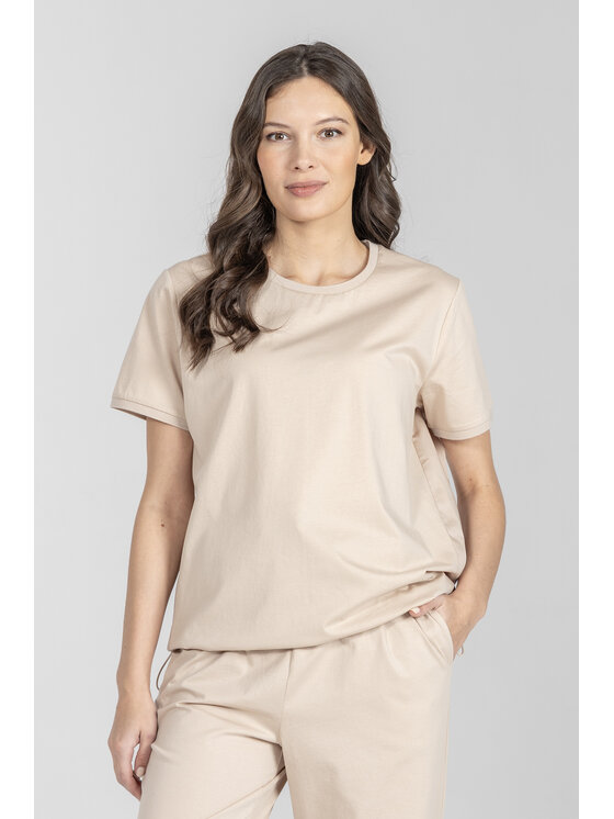 Deni Cler Milano Deni Cler Milano T-Shirt T-DC-T002-F2-10-13-1 Beżowy Regular Fit