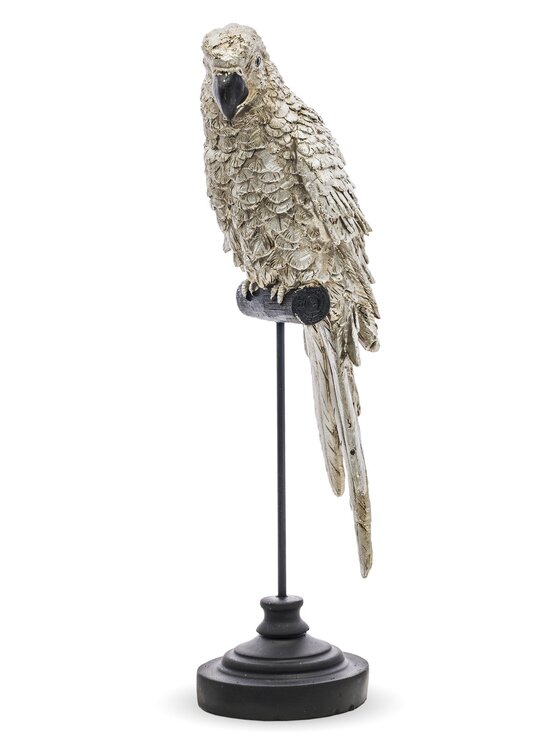 MIAhome MIAhome Figurka papuga 36x9,5x9,5 cm PAPPAGALLO srebrna Srebrny
