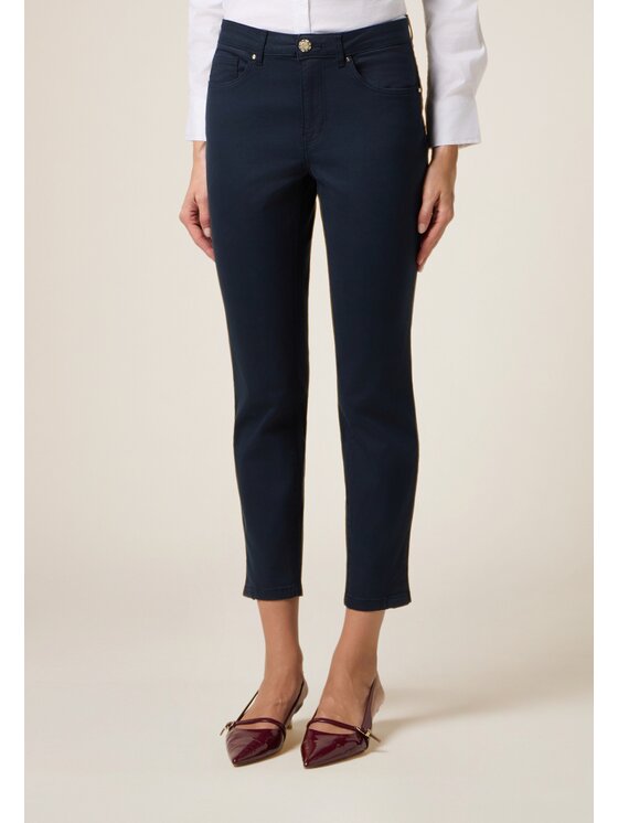 Oltre Oltre Pantaloni di tessuto P784R008237N034 Blu Skin Fit