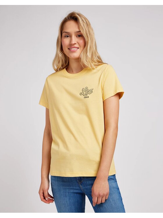Lee Lee T-Shirt Small Logo Tee 112350197 Żółty Regular Fit