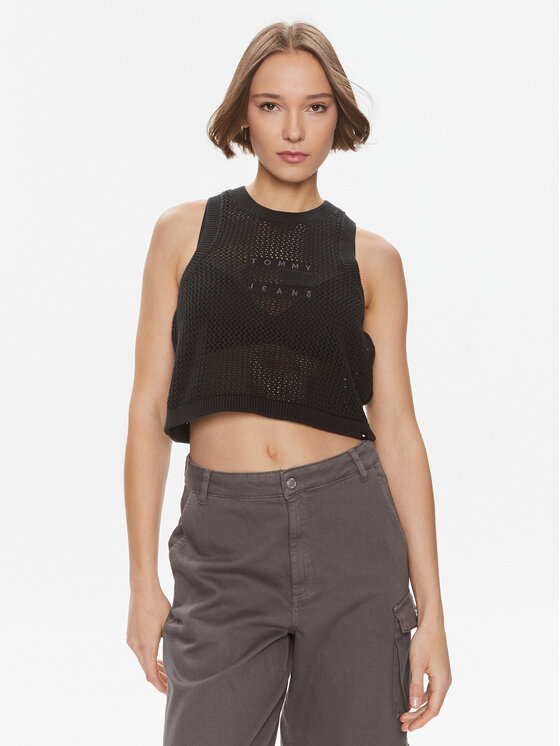 Tommy Jeans Tommy Jeans Top DW0DW18336 Černá Regular Fit