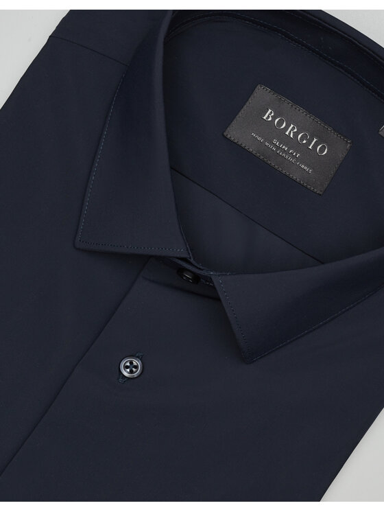Borgio Borgio Koszula ateleta_00571 Granatowy Slim Fit