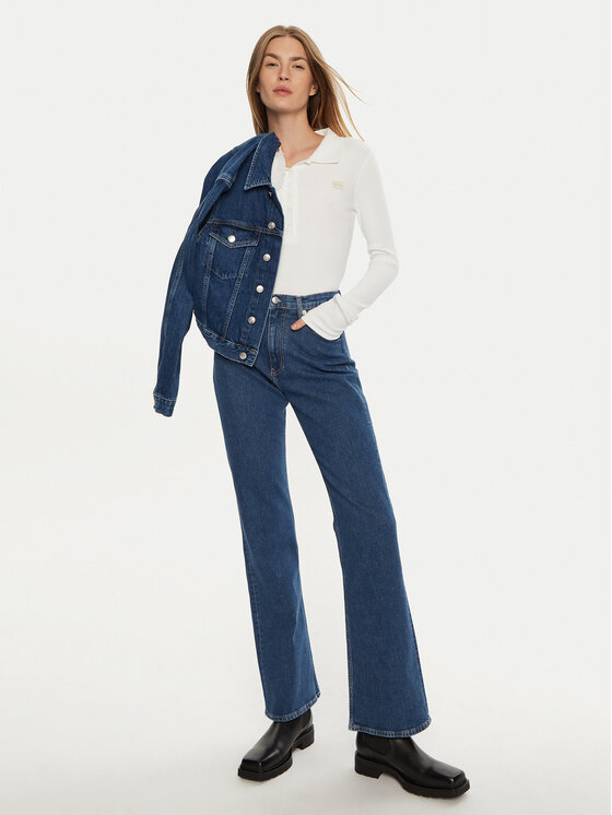 Calvin Klein Jeans Calvin Klein Jeans Тениска с яка и копчета J20J224457 Бял Slim Fit