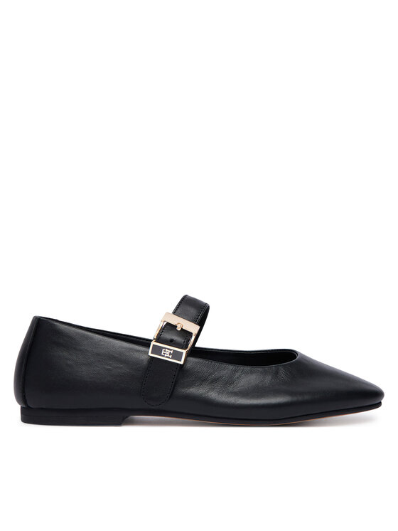 Tommy Hilfiger Tommy Hilfiger Балеринки Buckle Leather Ballerina FW0FW09684 Черен