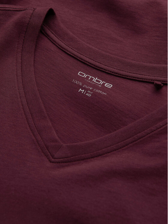 Ombre Ombre Longsleeve L171 Bordowy Regular Fit