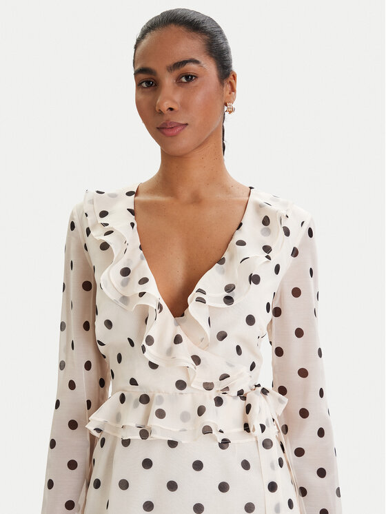 Bardot Bardot Cocktail obleka Frill Detail 60115DB2 Écru Regular Fit