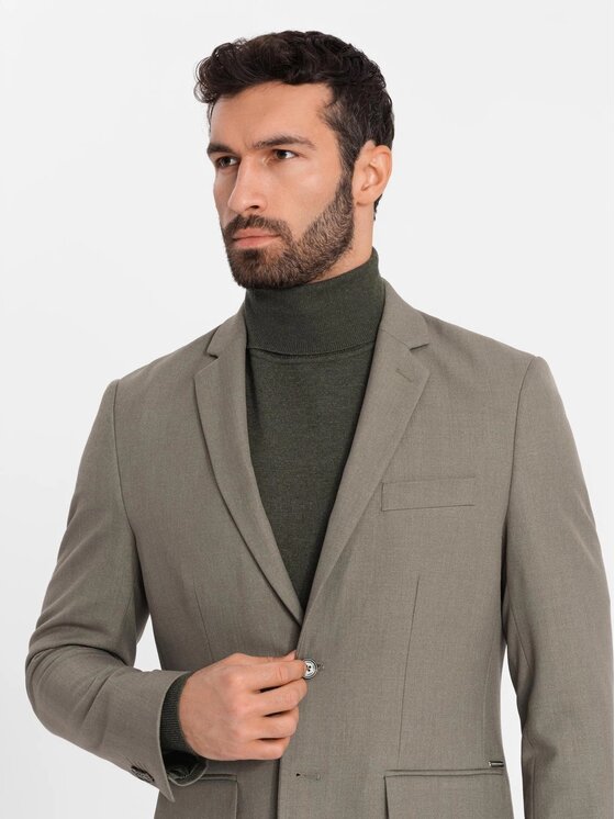 Ombre Ombre Marynarka OM-BLZB-0135 Zielony Slim Fit
