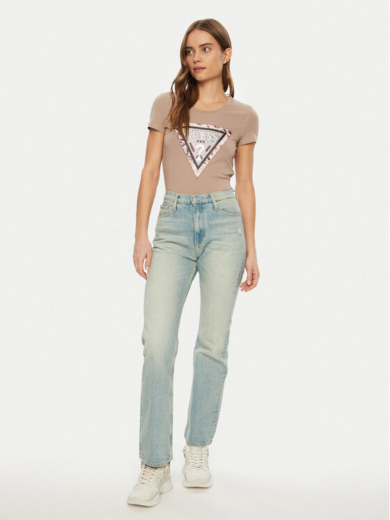 Guess Guess Tričko W5RI22 J1314 Hnedá Regular Fit